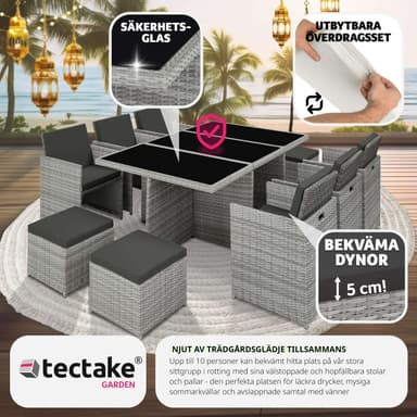 tectake Matgrupp New York i konstrotting - ljusgrå