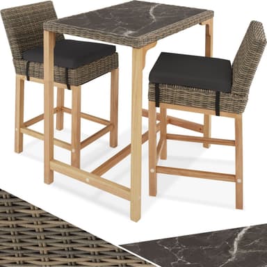 tectake Rotting barbord Kutina med 2 stolar Latina - natur