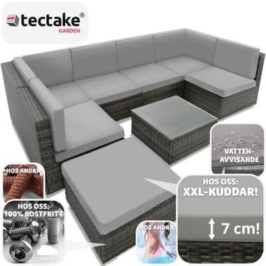 tectake Loungeset Venedig, Loungegrupp i konstrotting - grå