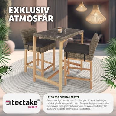 tectake Rotting barbord Kutina med 2 stolar Latina - natur