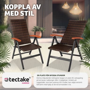 tectake Canberra rottingstol med hopfällbar aluminiumram - brun