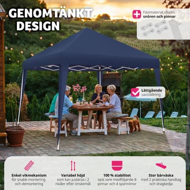 tectake Hopfällbar Paviljong Linosa 3x3 m - blå