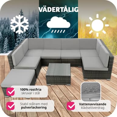 tectake Loungeset Venedig, Loungegrupp i konstrotting - grå