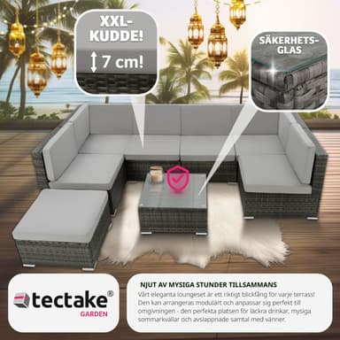 tectake Loungeset Venedig, Loungegrupp i konstrotting - grå
