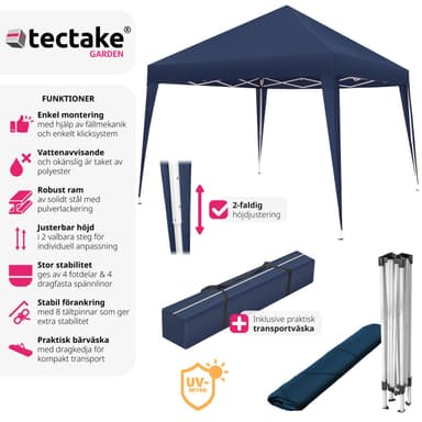 tectake Hopfällbar Paviljong Linosa 3x3 m - blå