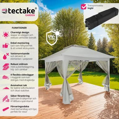 tectake Paviljong Carabobo 3,64x3,64x2,94m - grå