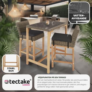 tectake Rotting barbord Kutina med 2 stolar Latina - natur