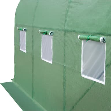tectake Växthus i tunnelform med 6 fönster 343x200x200cm - grön