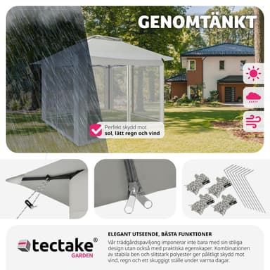tectake Paviljong Carabobo 3,64x3,64x2,94m - grå