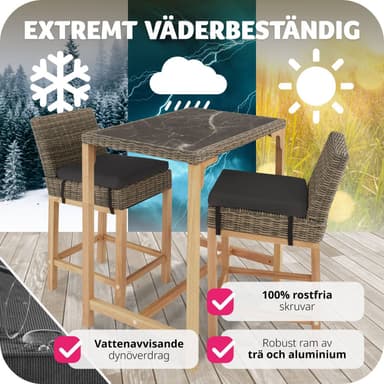 tectake Rotting barbord Kutina med 2 stolar Latina - natur