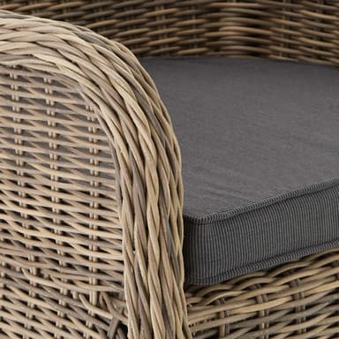tectake Utefåtölj + sittdyna och ryggdyna lyxig aluminium/konstrotting - natur
