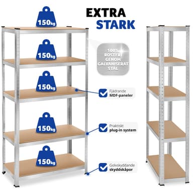 tectake Robust hylla - 180 x 90 x 40 cm, 750 kg