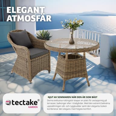 tectake Utefåtölj + sittdyna och ryggdyna lyxig aluminium/konstrotting - natur