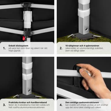 tectake Hopfällbar partytält Viola 3x6 m med 4 sidodelar - svart