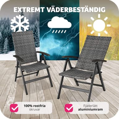 tectake Canberra rottingstol med hopfällbar aluminiumram - grå