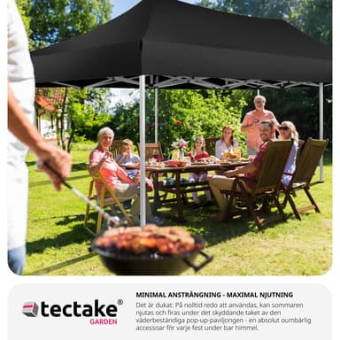 tectake Hopfällbar partytält Viola 3x6 m med 4 sidodelar - svart