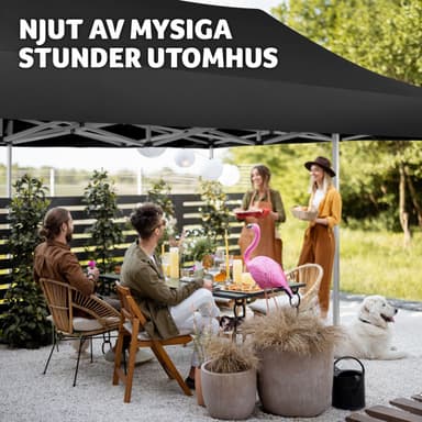tectake Hopfällbar partytält Viola 3x6 m med 4 sidodelar - svart