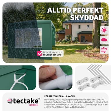 tectake Paviljong Baraban 3x3m med 3 sidopaneler - grön