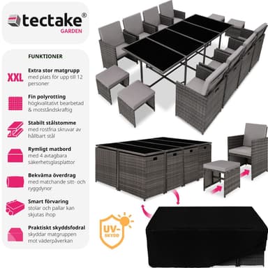 tectake Matgrupp Palma i konstrotting - grå/ljusgrå