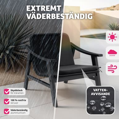 tectake Rottingstol Treviso, träram och stoppad dyna - svart