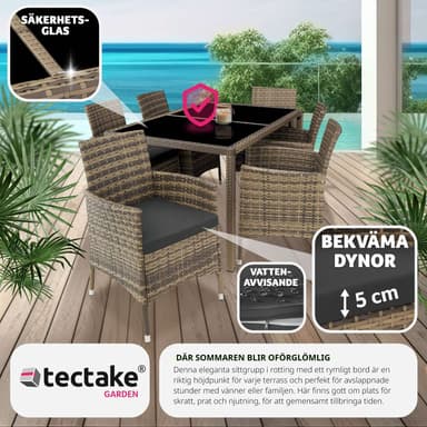tectake Matgrupp i konstrotting - natur/mörkgrå