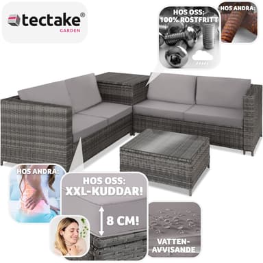 tectake Loungeset Siena i konstrotting - grå/ljusgrå