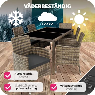 tectake Matgrupp i konstrotting - natur/mörkgrå
