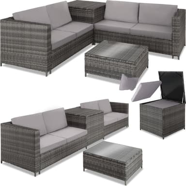 tectake Loungeset Siena i konstrotting - grå/ljusgrå