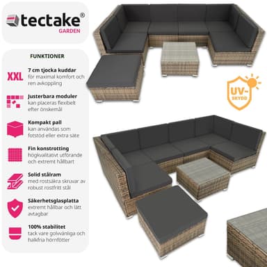 tectake Loungeset Venedig, Loungegrupp i konstrotting - natur