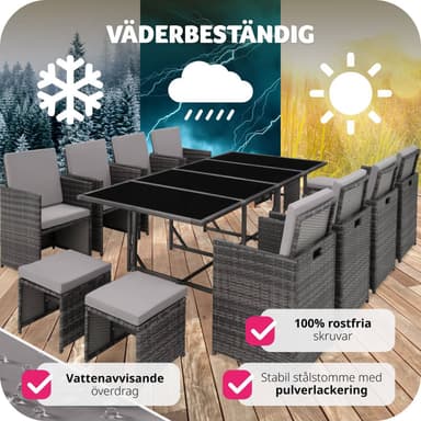 tectake Matgrupp Palma i konstrotting - grå/ljusgrå