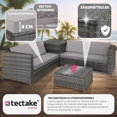tectake Loungeset Siena i konstrotting - grå/ljusgrå