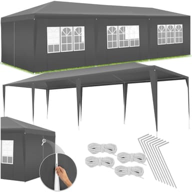 tectake Paviljong Elasa 9x3m med 8 sidopaneler - grå