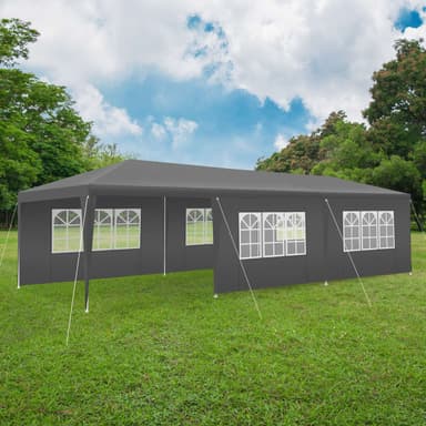 tectake Paviljong Elasa 9x3m med 8 sidopaneler - grå