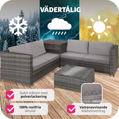 tectake Loungeset Siena i konstrotting - grå/ljusgrå