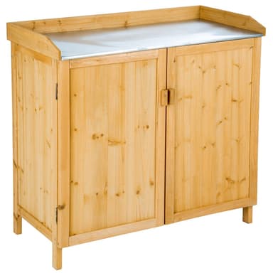 tectake Planteringsbord med underskåp - brun