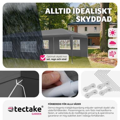 tectake Paviljong Elasa 9x3m med 8 sidopaneler - grå