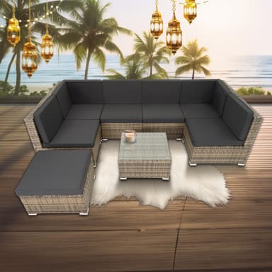 tectake Loungeset Venedig, Loungegrupp i konstrotting - natur