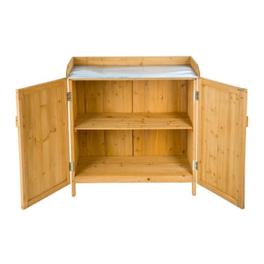 tectake Planteringsbord med underskåp - brun