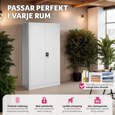 tectake Dokumentskåp med 6 fack och stång - grå, 80 cm