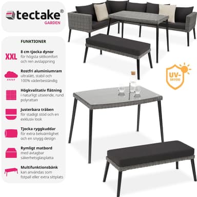 tectake Loungeset med aluminiumram Pula - grå