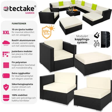 tectake Loungeset Las Vegas i konstrotting - svart