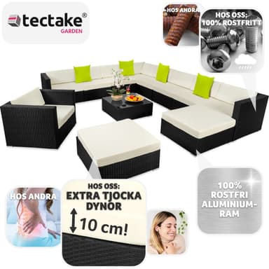 tectake Loungeset Las Vegas i konstrotting - svart