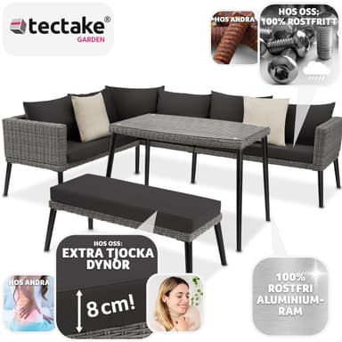 tectake Loungeset med aluminiumram Pula - grå