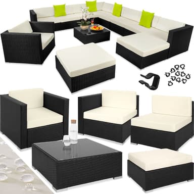 tectake Loungeset Las Vegas i konstrotting - svart