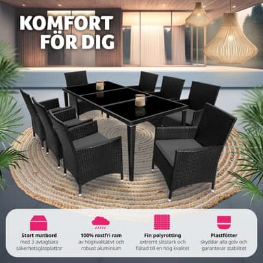 tectake Matgrupp Menorca i konstrotting - svart
