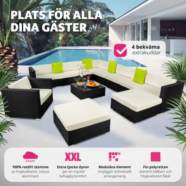 tectake Loungeset Las Vegas i konstrotting - svart