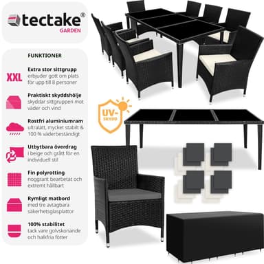 tectake Matgrupp Menorca i konstrotting - svart