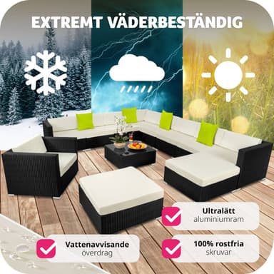 tectake Loungeset Las Vegas i konstrotting - svart