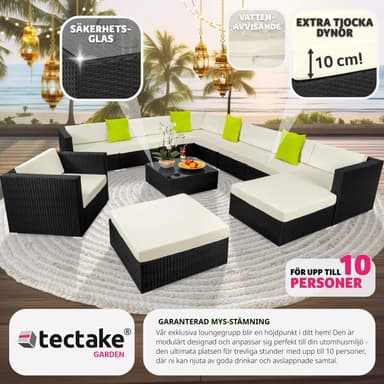 tectake Loungeset Las Vegas i konstrotting - svart