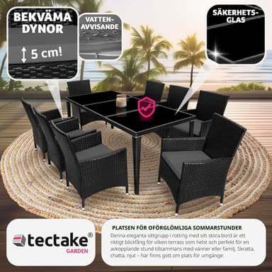 tectake Matgrupp Menorca i konstrotting - svart